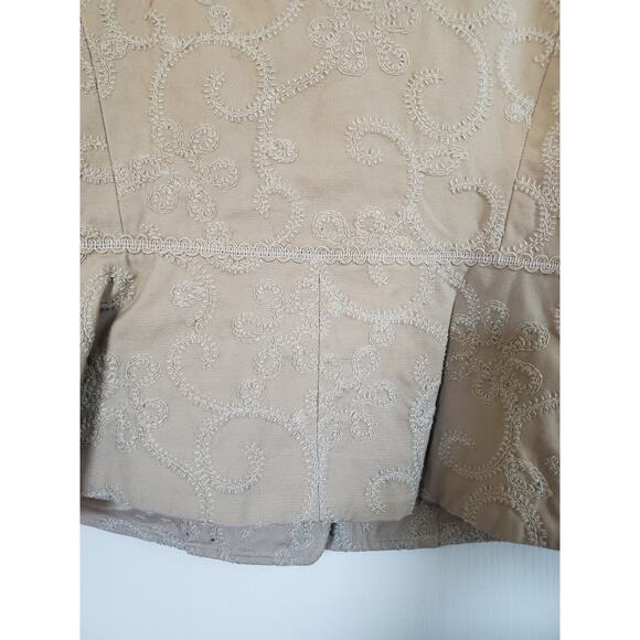 Bianca Nygard Embroidered Cotton Lined Accent Floral Buttons Art Jacket, Size 14 - Picture 13 of 14